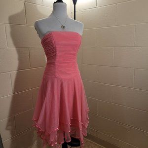 Vintage Pink Strapless Asymmetrical Fairy Hippie Boho Dress